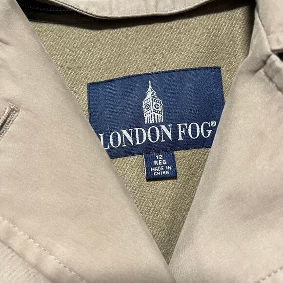 London Fog Classic Trench Coat Womens Size 12 Beige Double Breasted - Picture 3 of 5